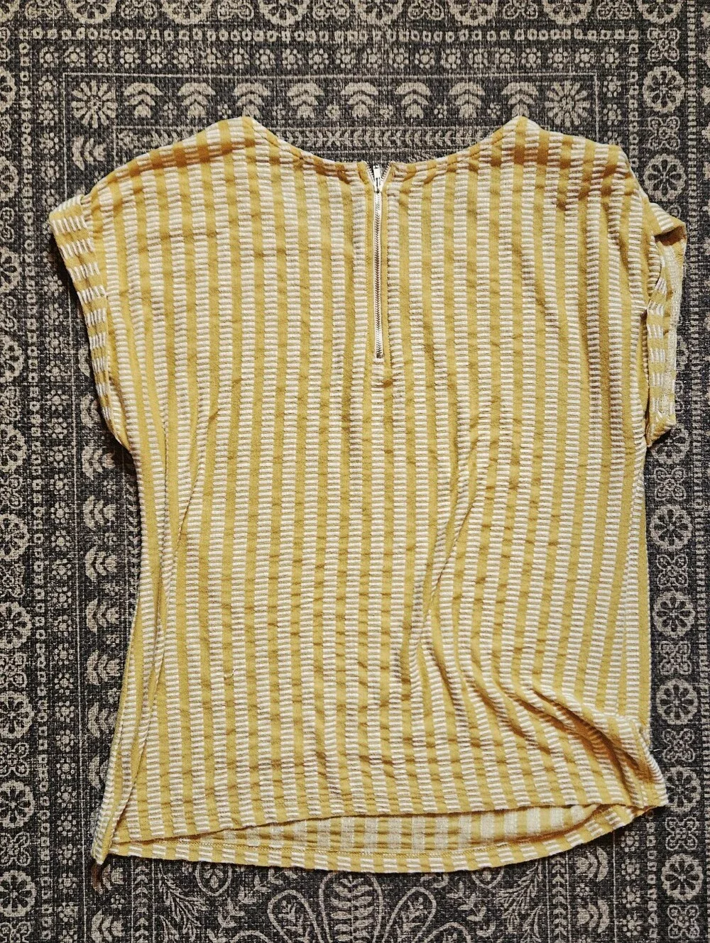 W5 Yellow Striped Short Sleeve Top